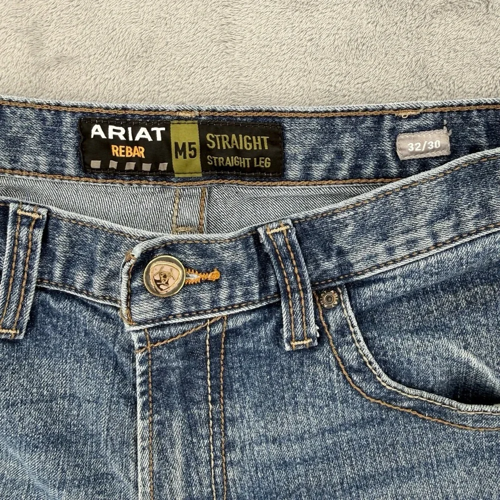 Ariat Rebar M5 Jeans Straight Straight Leg Mens Size 32 / 30 Blue Denim Workwear